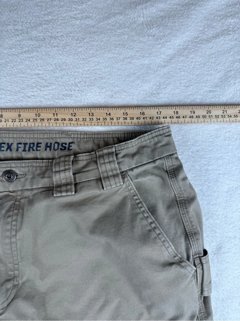 Duluth Trading Co Beige Flex Fire Hose Cargo Utility Pants Size 34x34 Trim Fit
